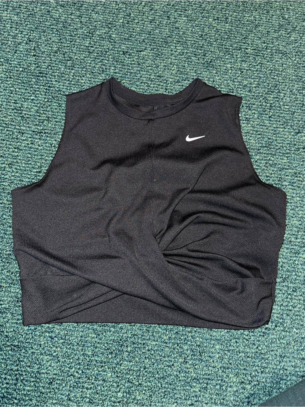 Nike Black Twist-Front Sleeveless Crop Top with White Swoosh